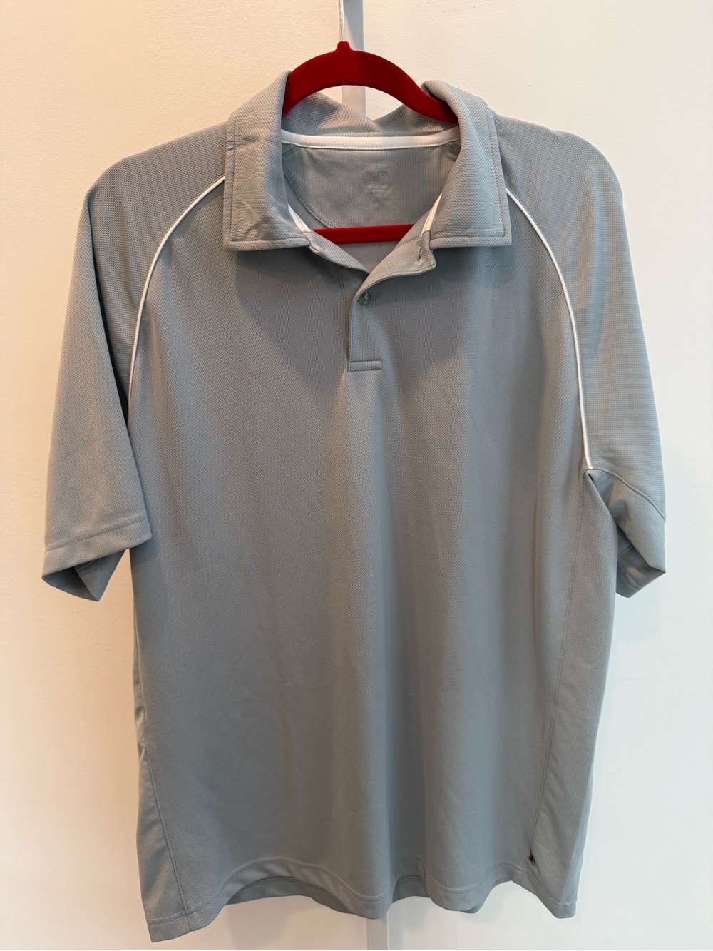 ALO Yoga Light Grey Men's Performance Polo White Piping Size L